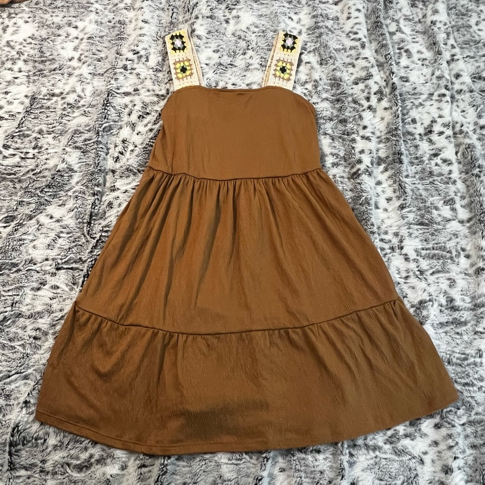 Women’s Boho Crochet Strap Dress Sz L